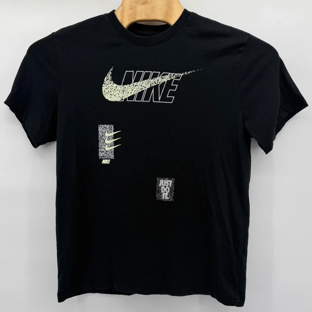 Nike T-Shirt Mens Large Black Dri-FIT Graphic Logo Short Sleeve Tee